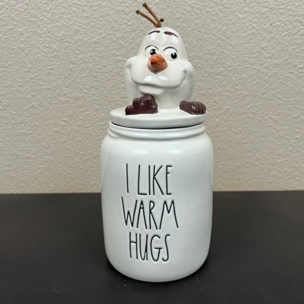 Disney Rae Dunn Frozen Olaf warm hugs jar canister